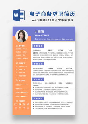 电子商务专业简历求职意向